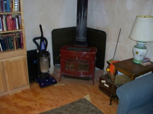 Wood stove in the northeast corner.