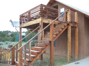 The stairs and Smoking Deck.